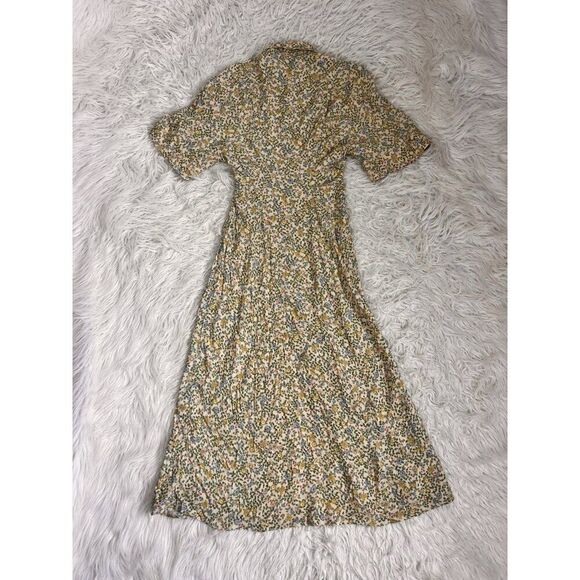 ZARA Yellow Floral Printed Vintage Inspired Maxi Midi Shirt Dress Small NWT Boho - Picture 3 of 14